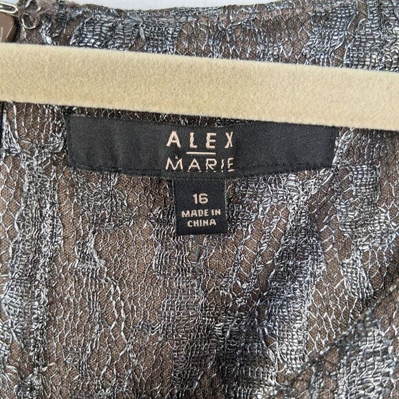 Alex Marie Silver Shimmer Sheath Dress Formal Holiday Date Night Size 16 - Picture 2 of 11